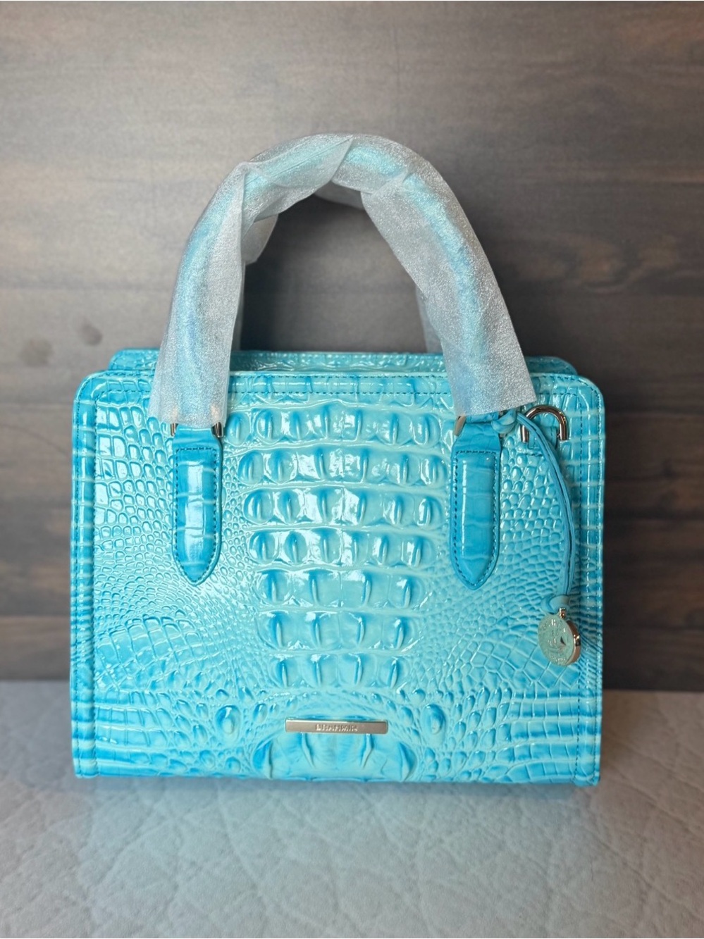 BRAHMIN TROPIC BLUE CAMI SATCHEL NWT Turquoise Tropical